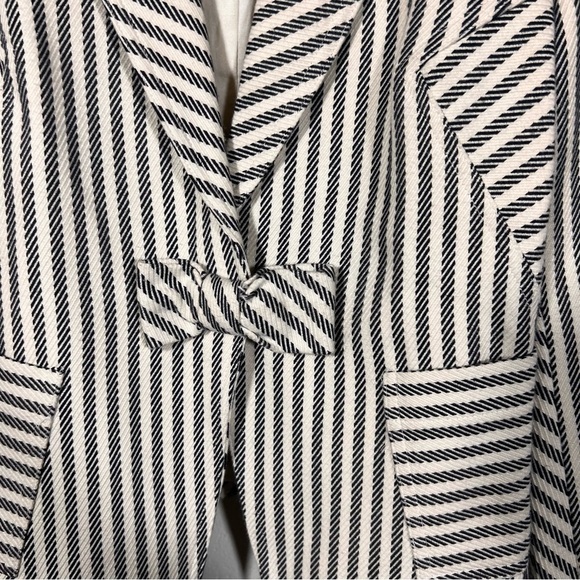 Diane Von Furstenberg Belinda Striped Short Cotton Blazer Size 2 - Picture 4 of 5